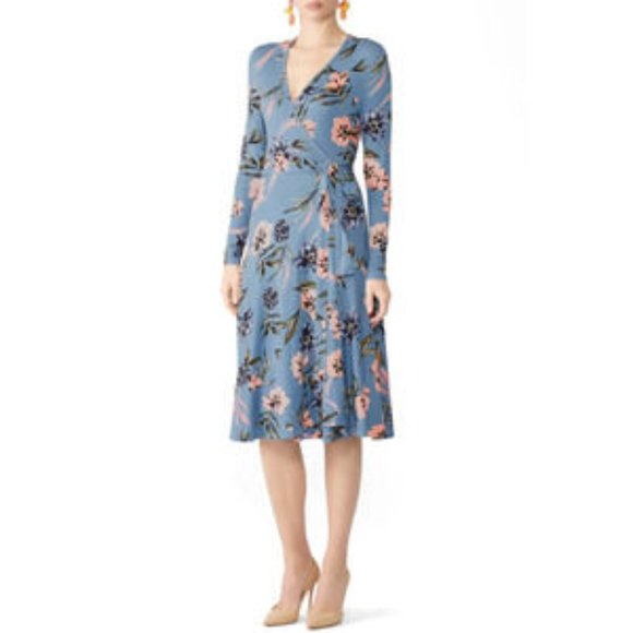 Yumi Kim | Dresses | Yumi Kim Blue Pink Wild Flowers Midi Wrap Dress ...